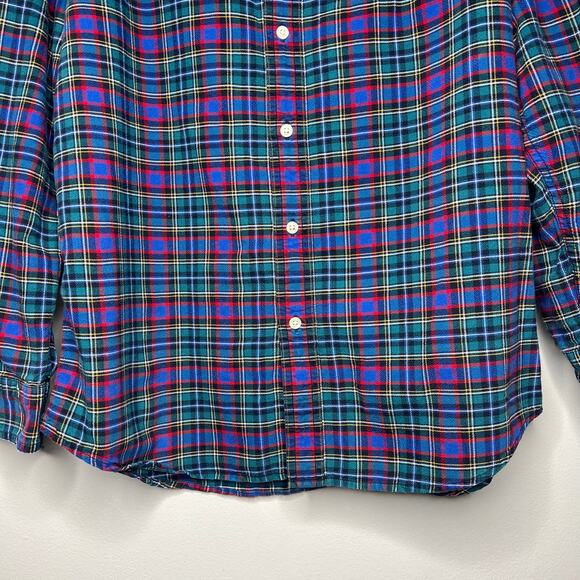 Chaps Classic Oxford Casual Button Down Shirt Men's L 100% Cotton Holiday Plaid - Picture 4 of 9